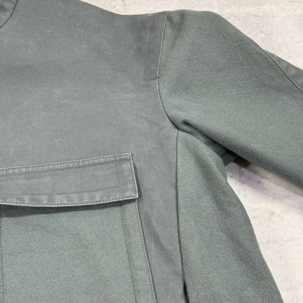 J. Crew Anorak Hooded Pullover Jacket Womens L 1/4 Button High Low Canvas Fleece